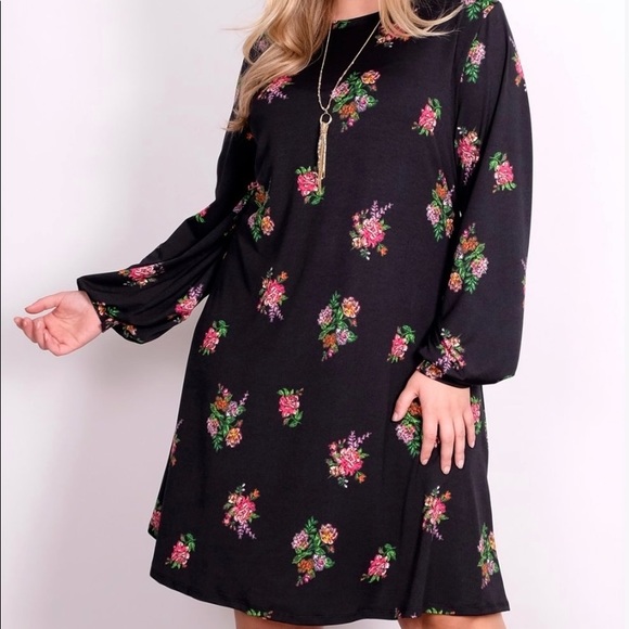 Black Floral Print Dress - Picture 2 of 2